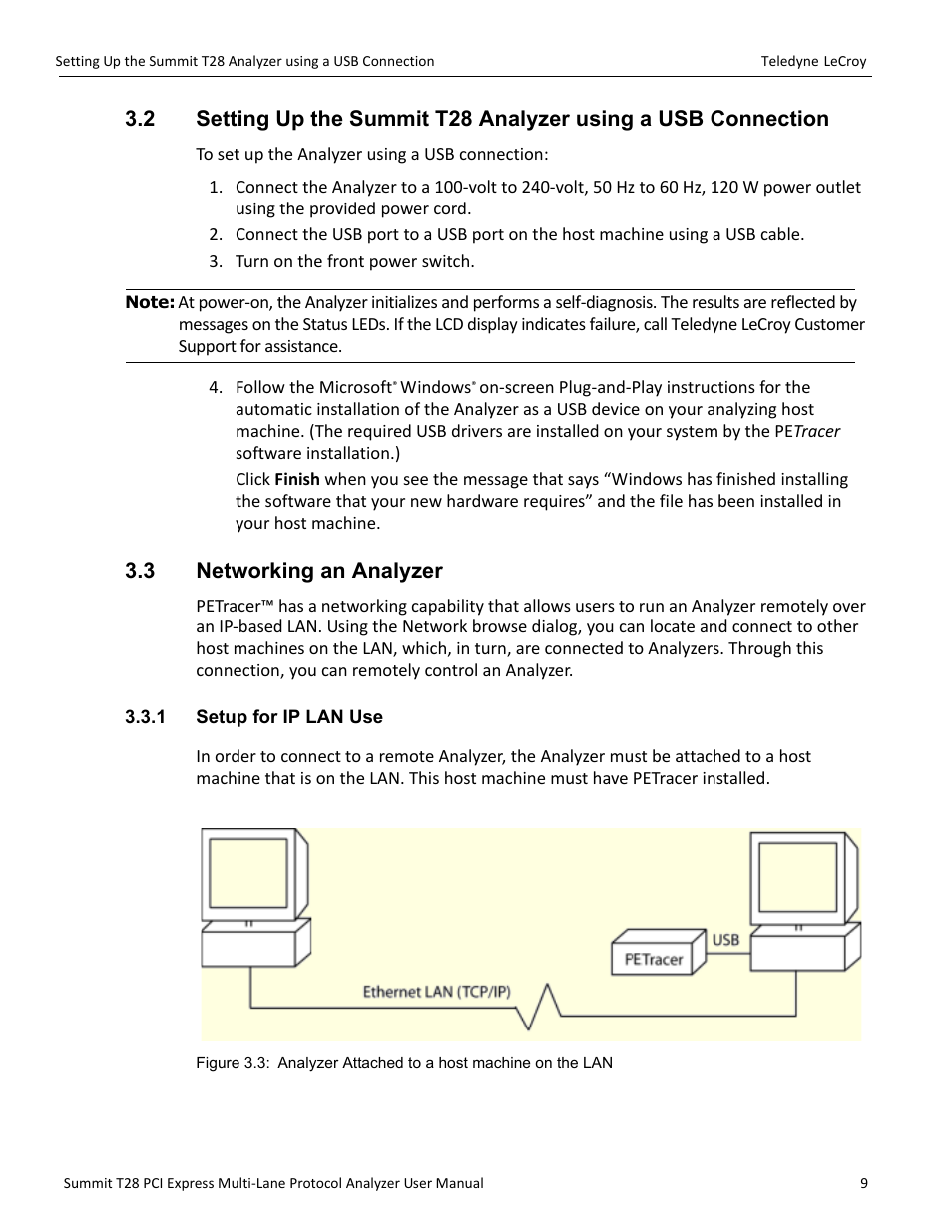 3 networking an analyzer, 1 setup for ip lan use | Teledyne LeCroy Summit T28 PCIe Multi-lane Protocol Analyzer User Manual User Manual | Page 21 / 256