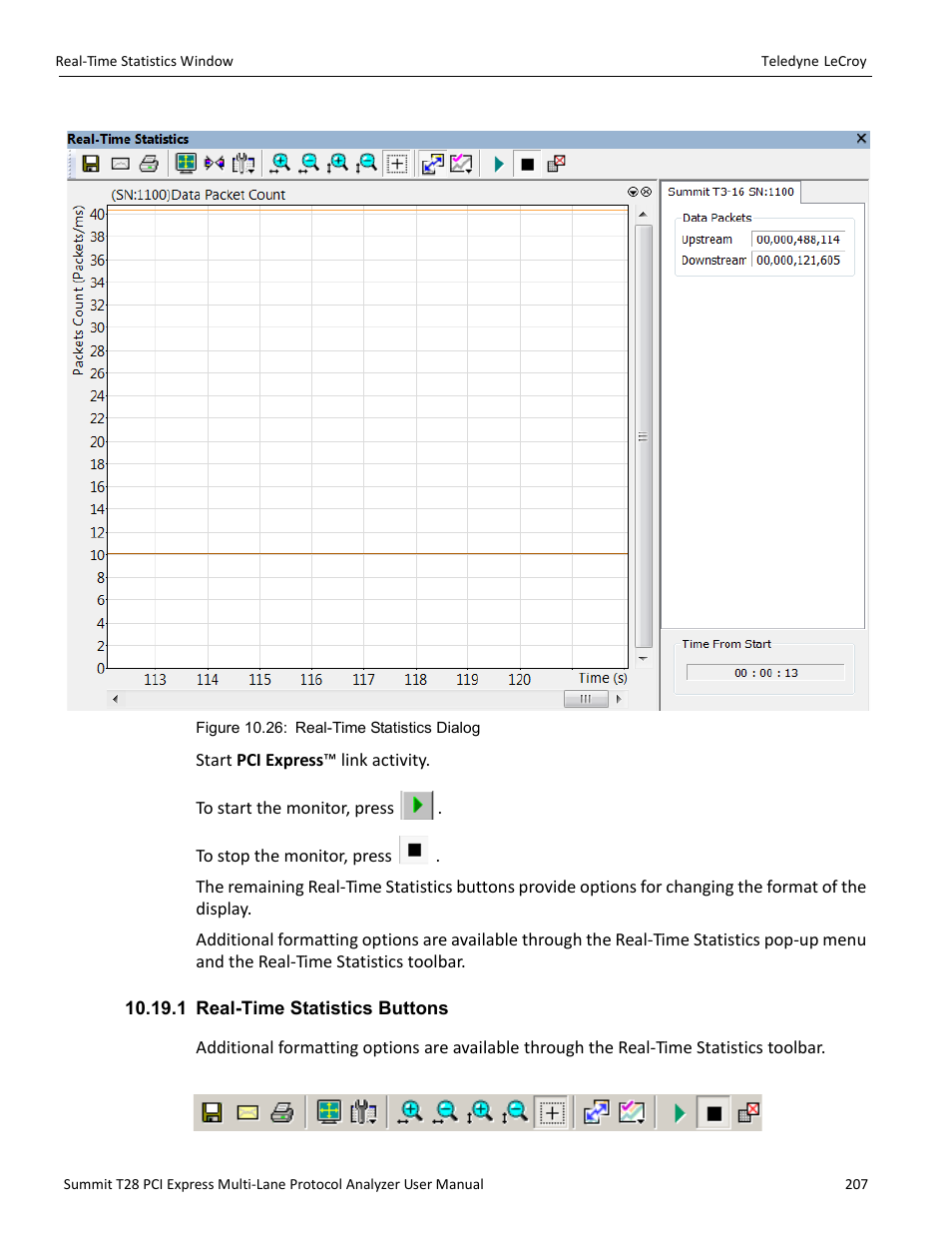 1 real-time statistics buttons | Teledyne LeCroy Summit T28 PCIe Multi-lane Protocol Analyzer User Manual User Manual | Page 219 / 256