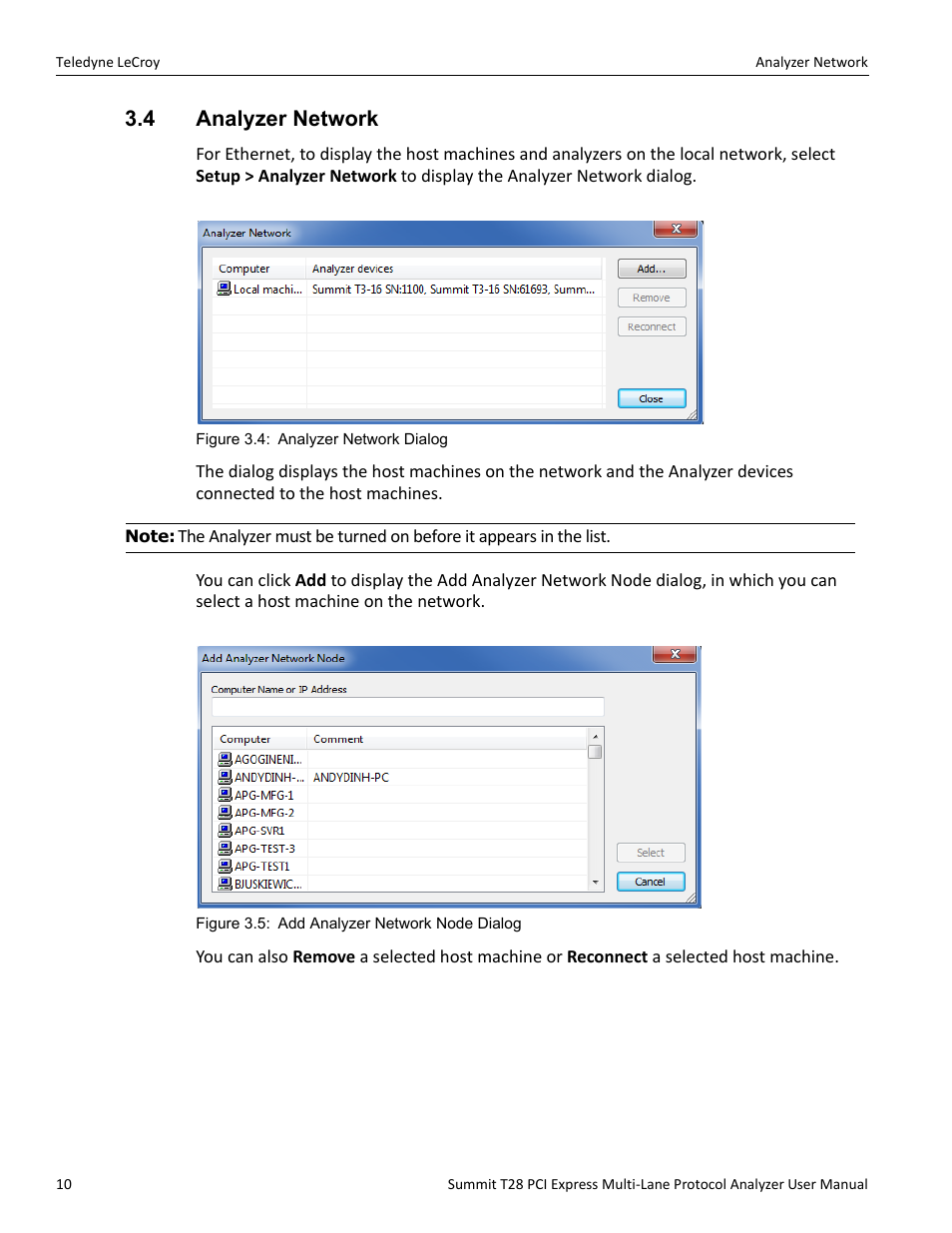 4 analyzer network | Teledyne LeCroy Summit T28 PCIe Multi-lane Protocol Analyzer User Manual User Manual | Page 22 / 256