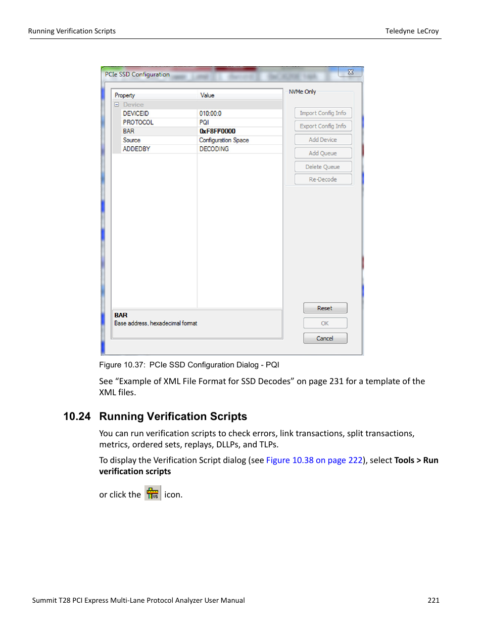 24 running verification scripts | Teledyne LeCroy Summit T28 PCIe Multi-lane Protocol Analyzer User Manual User Manual | Page 233 / 256