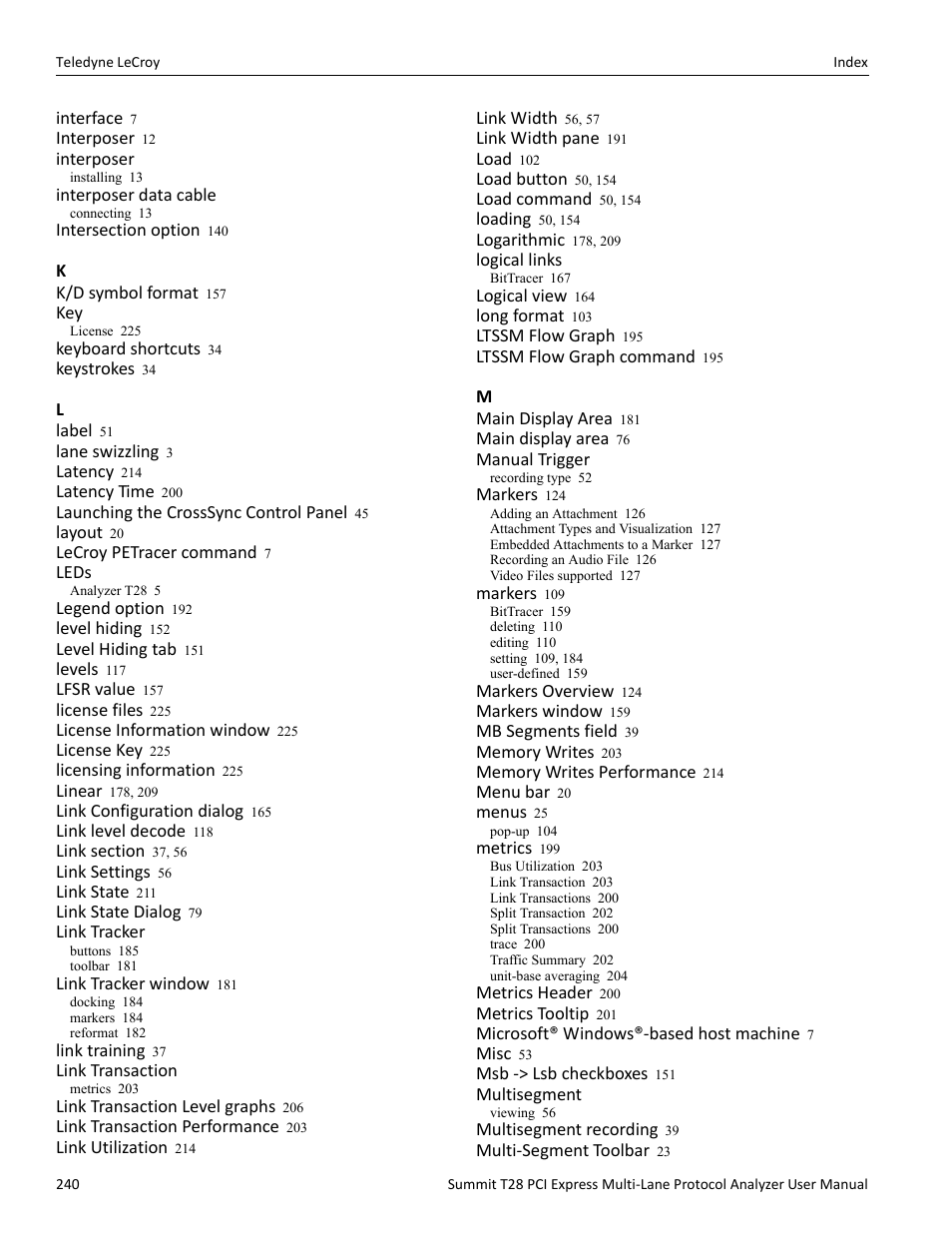 Teledyne LeCroy Summit T28 PCIe Multi-lane Protocol Analyzer User Manual User Manual | Page 252 / 256