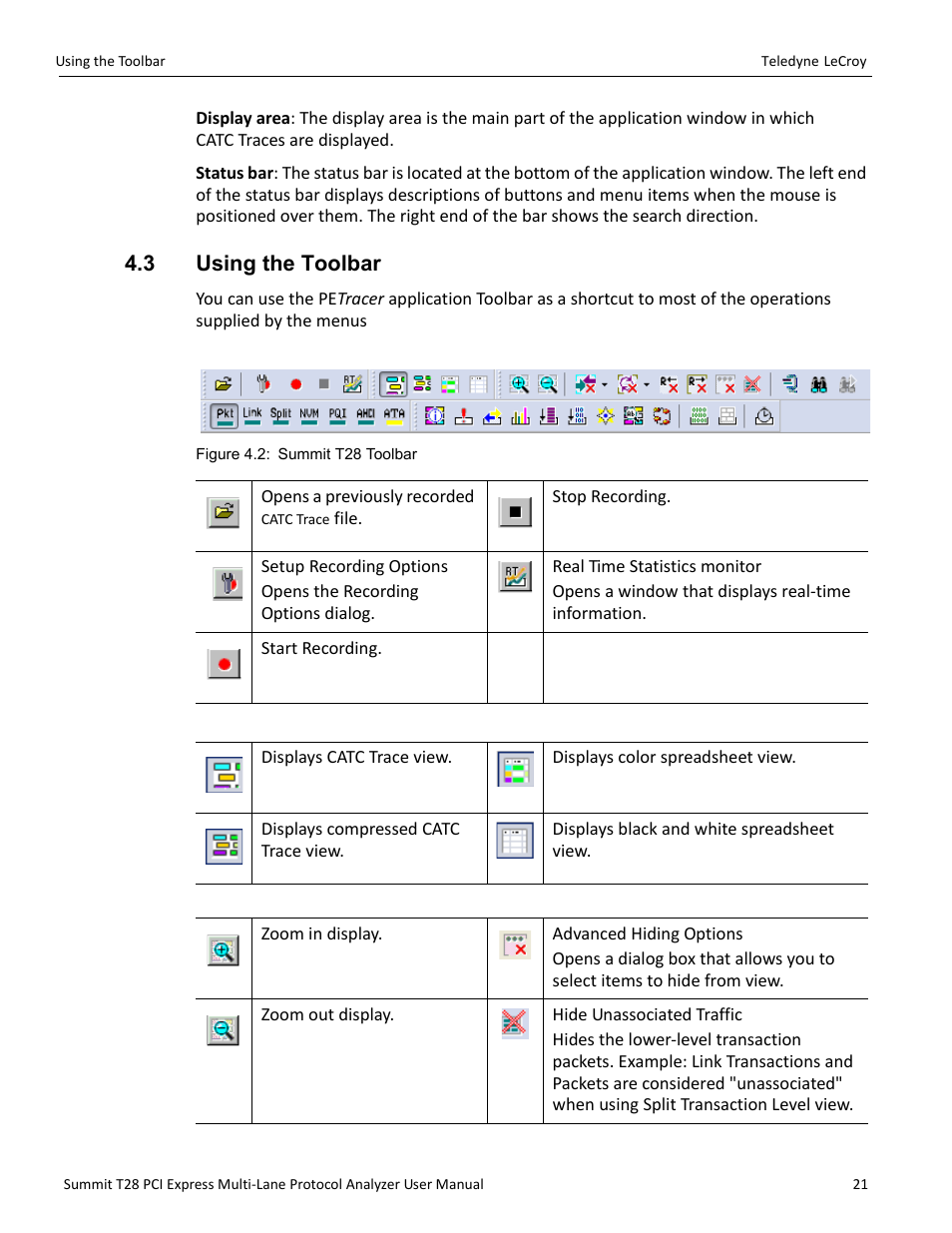 3 using the toolbar | Teledyne LeCroy Summit T28 PCIe Multi-lane Protocol Analyzer User Manual User Manual | Page 33 / 256