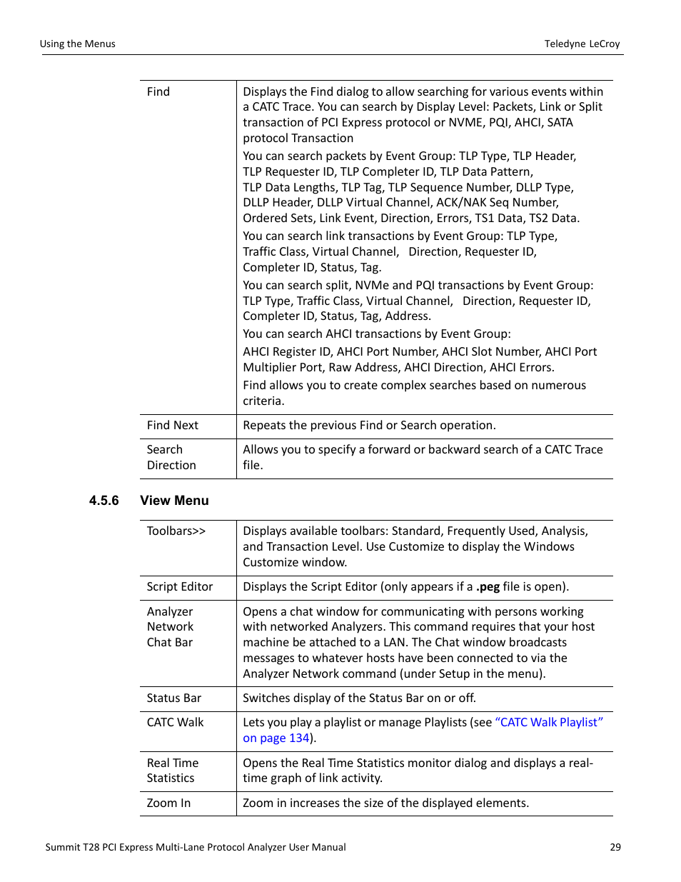 6 view menu | Teledyne LeCroy Summit T28 PCIe Multi-lane Protocol Analyzer User Manual User Manual | Page 41 / 256