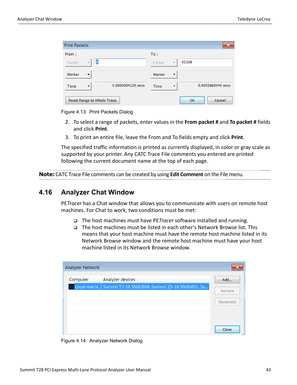 16 analyzer chat window | Teledyne LeCroy Summit T28 PCIe Multi-lane Protocol Analyzer User Manual User Manual | Page 55 / 256