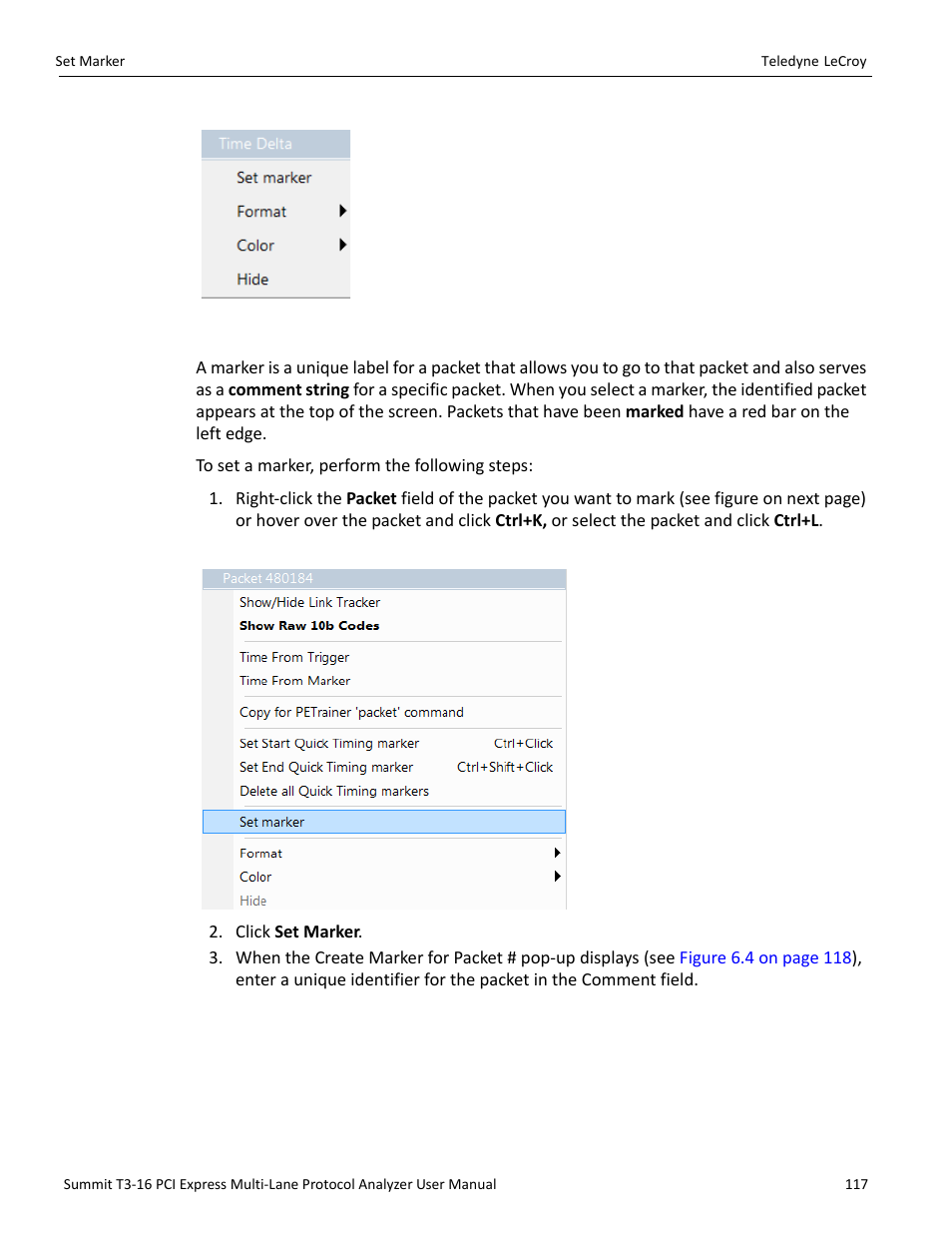 9 set marker | Teledyne LeCroy Summit T3-16 PCIe Multi-lane Protocol Analyzer User Manual User Manual | Page 129 / 266