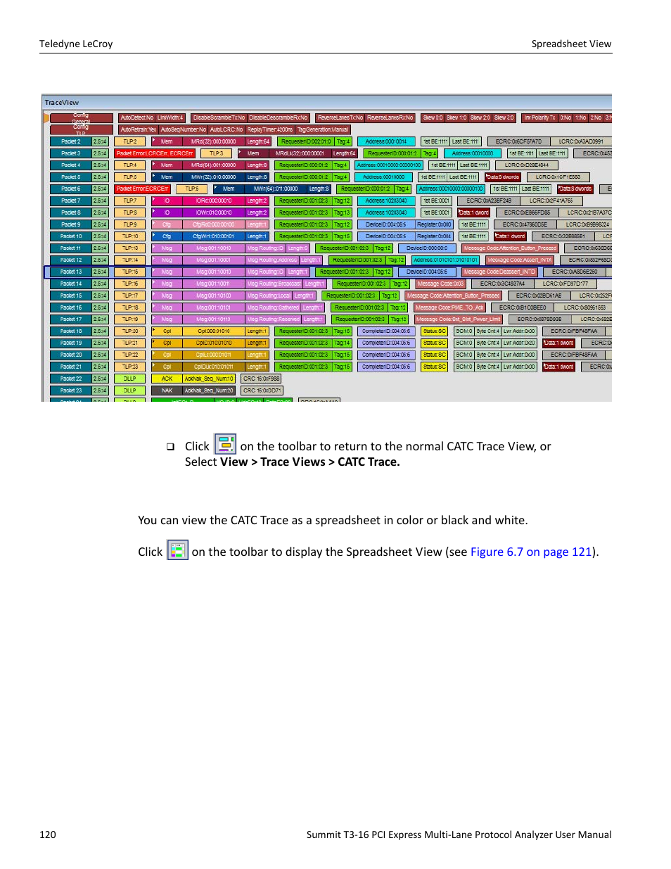 12 spreadsheet view | Teledyne LeCroy Summit T3-16 PCIe Multi-lane Protocol Analyzer User Manual User Manual | Page 132 / 266