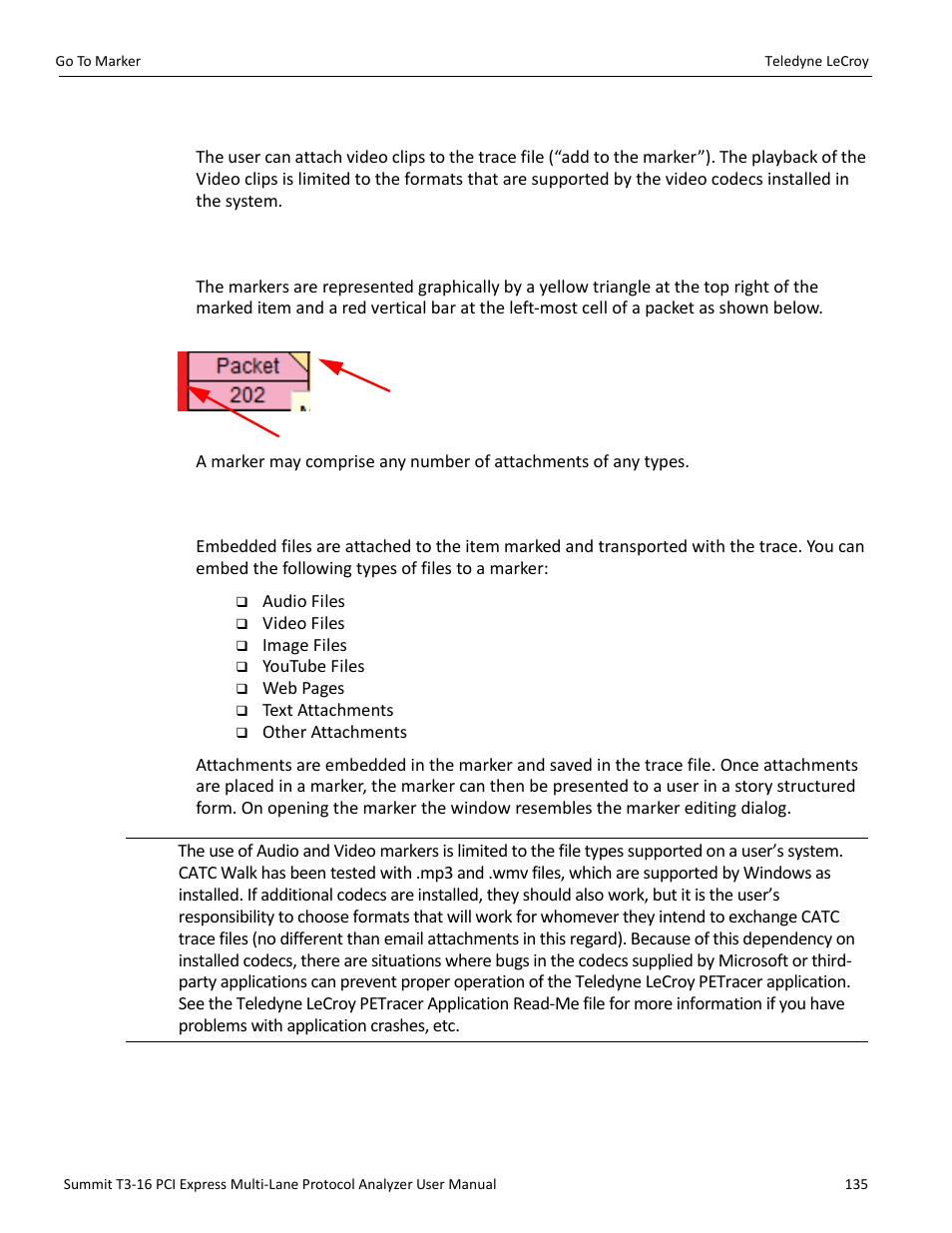 5 video files supported, 6 attachment types and visualization, 7 embedded attachments to a marker | Teledyne LeCroy Summit T3-16 PCIe Multi-lane Protocol Analyzer User Manual User Manual | Page 147 / 266