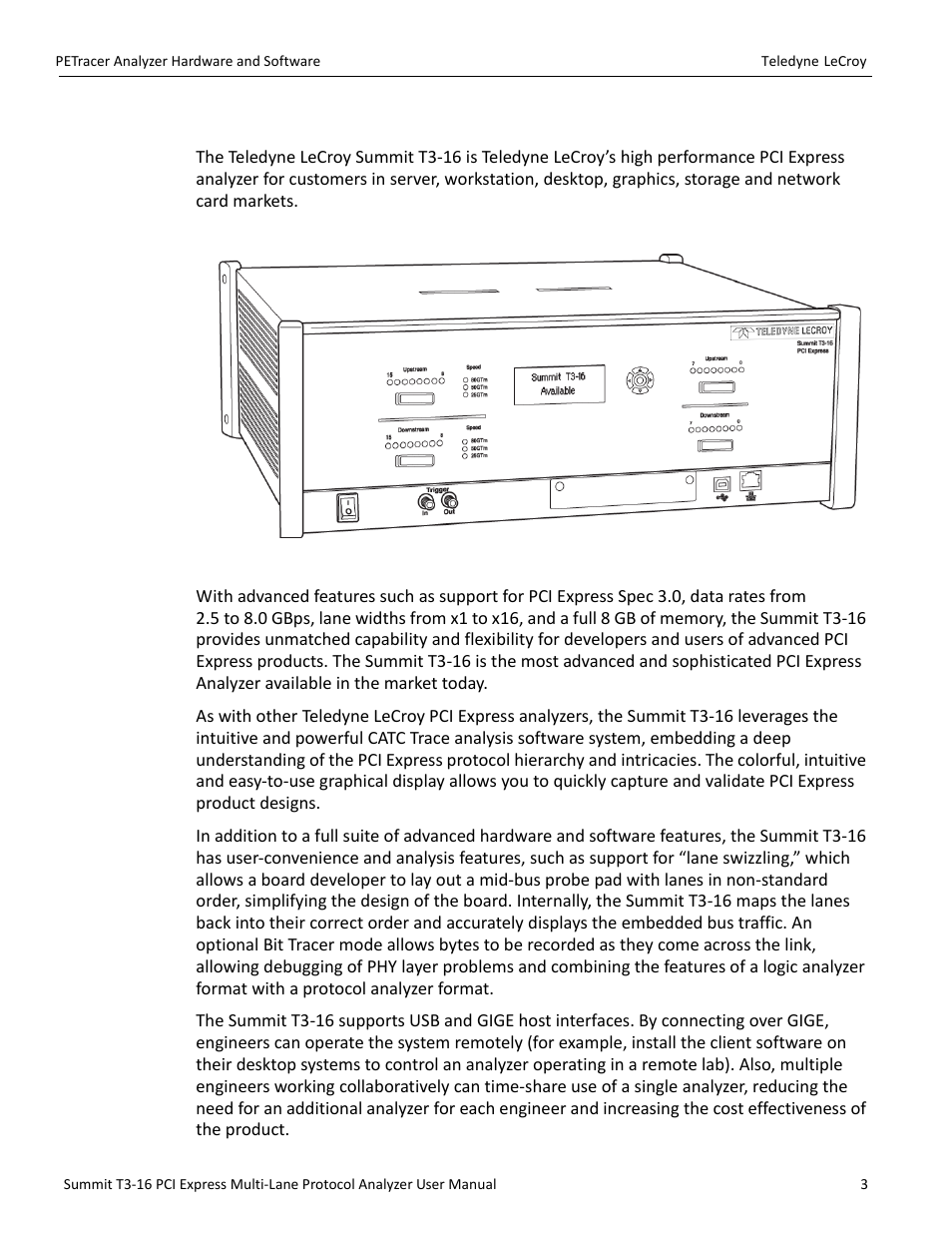 2 summit t3-16 analyzer | Teledyne LeCroy Summit T3-16 PCIe Multi-lane Protocol Analyzer User Manual User Manual | Page 15 / 266