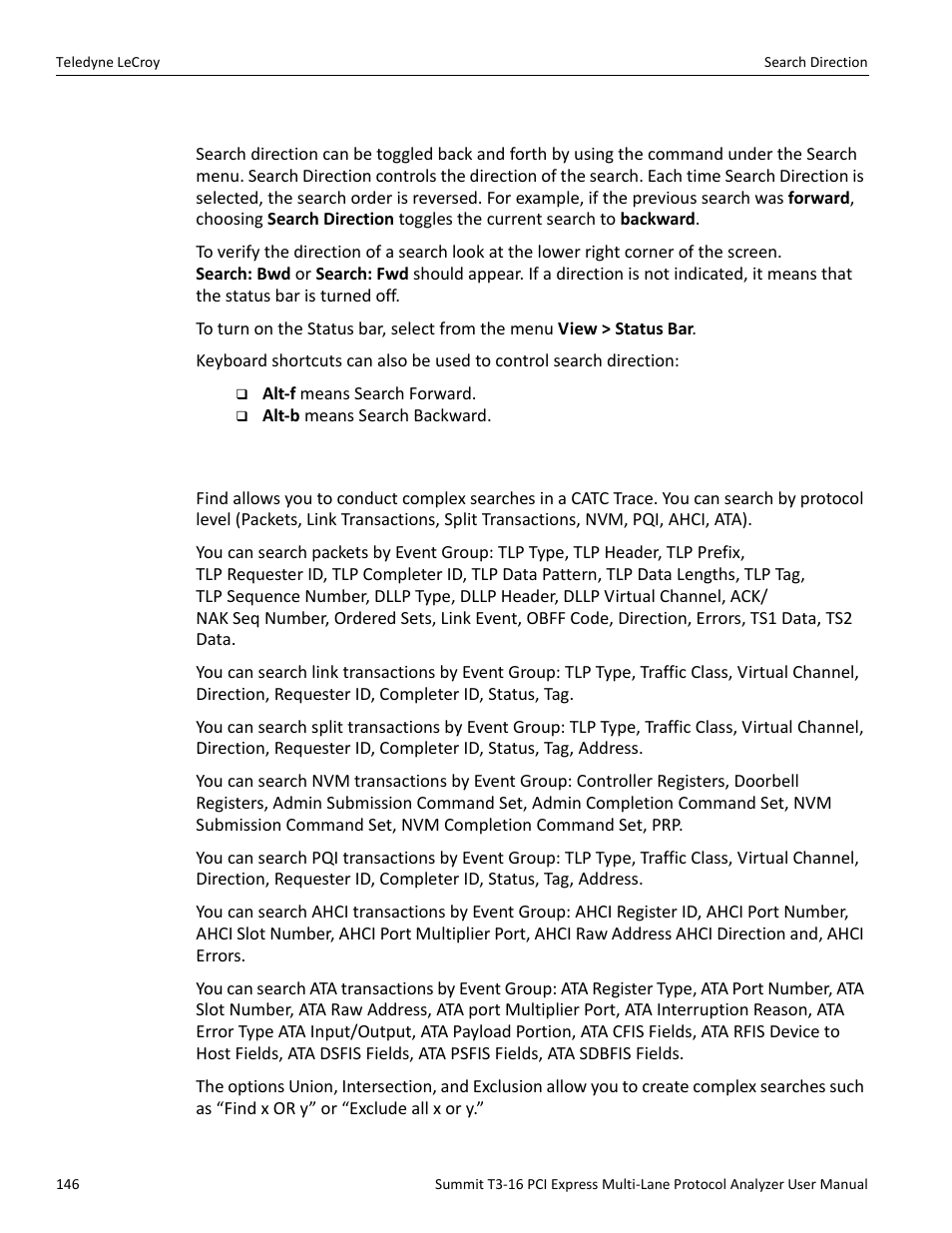 9 search direction, 10 find | Teledyne LeCroy Summit T3-16 PCIe Multi-lane Protocol Analyzer User Manual User Manual | Page 158 / 266