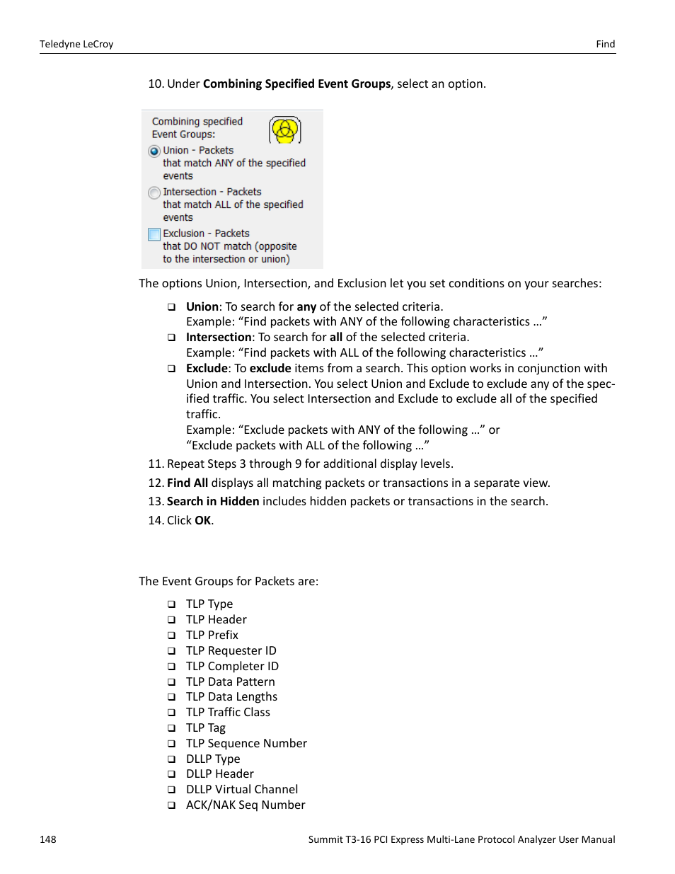 1 event groups | Teledyne LeCroy Summit T3-16 PCIe Multi-lane Protocol Analyzer User Manual User Manual | Page 160 / 266