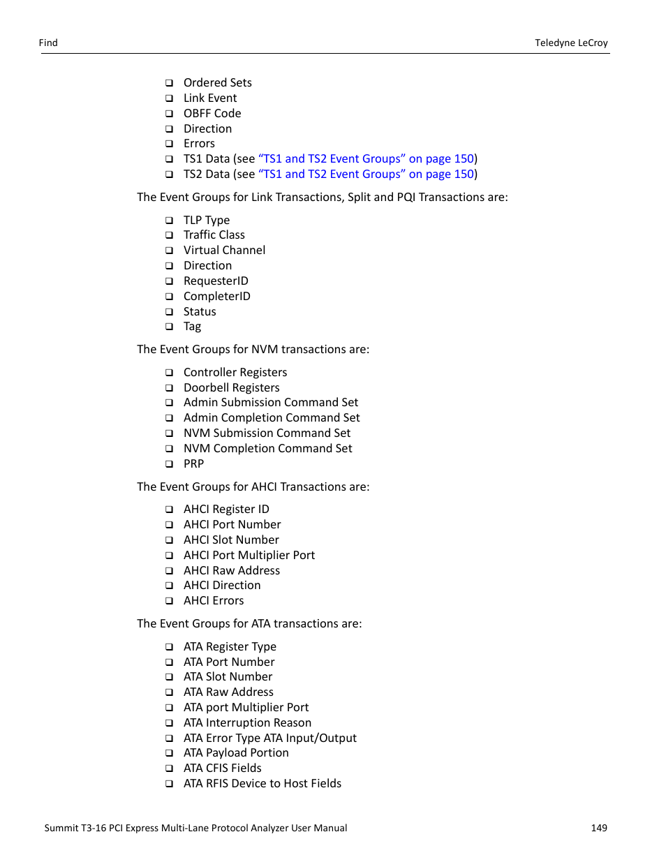 Teledyne LeCroy Summit T3-16 PCIe Multi-lane Protocol Analyzer User Manual User Manual | Page 161 / 266