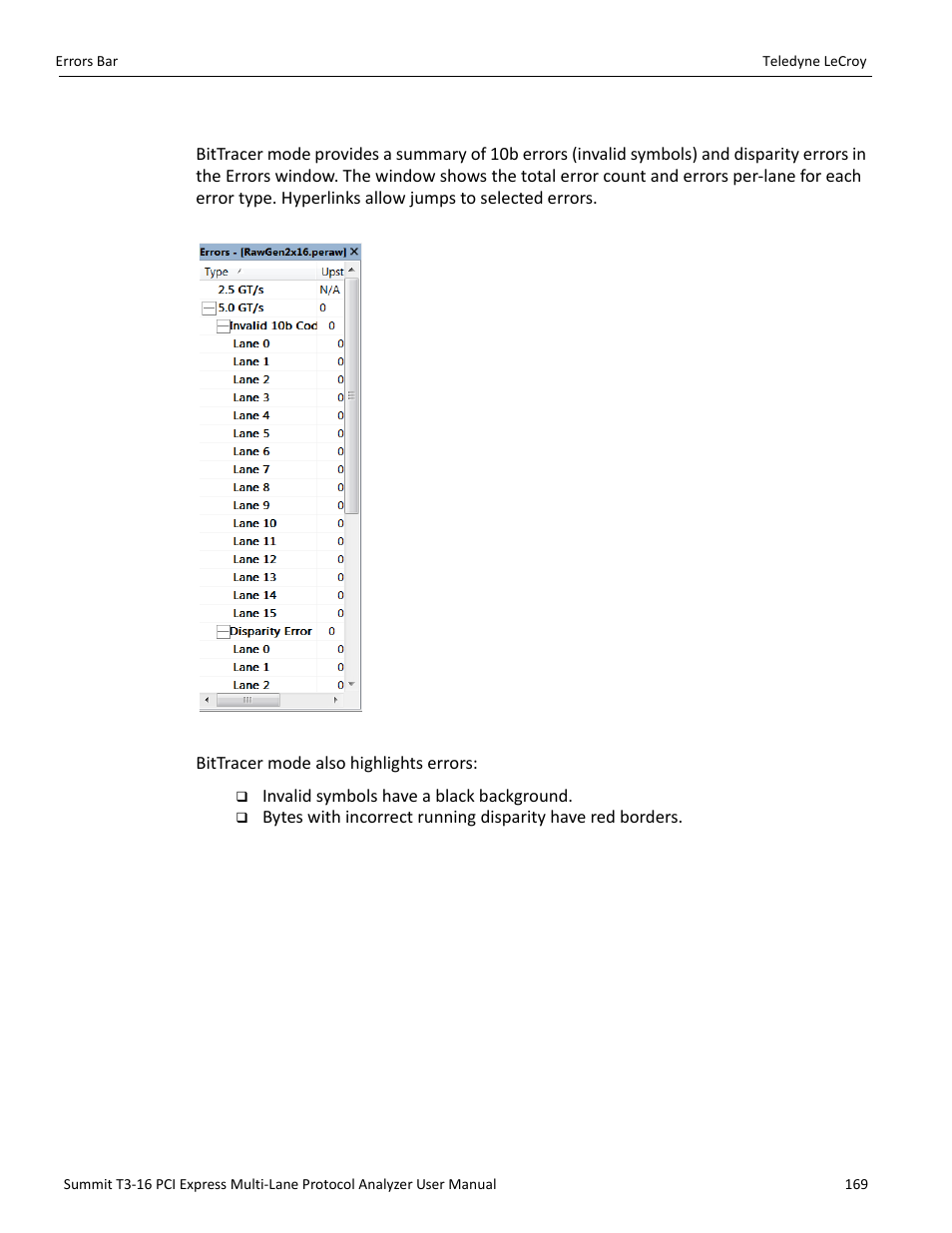 9 errors bar | Teledyne LeCroy Summit T3-16 PCIe Multi-lane Protocol Analyzer User Manual User Manual | Page 181 / 266