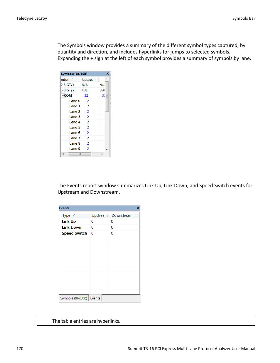10 symbols bar, 11 events bar | Teledyne LeCroy Summit T3-16 PCIe Multi-lane Protocol Analyzer User Manual User Manual | Page 182 / 266