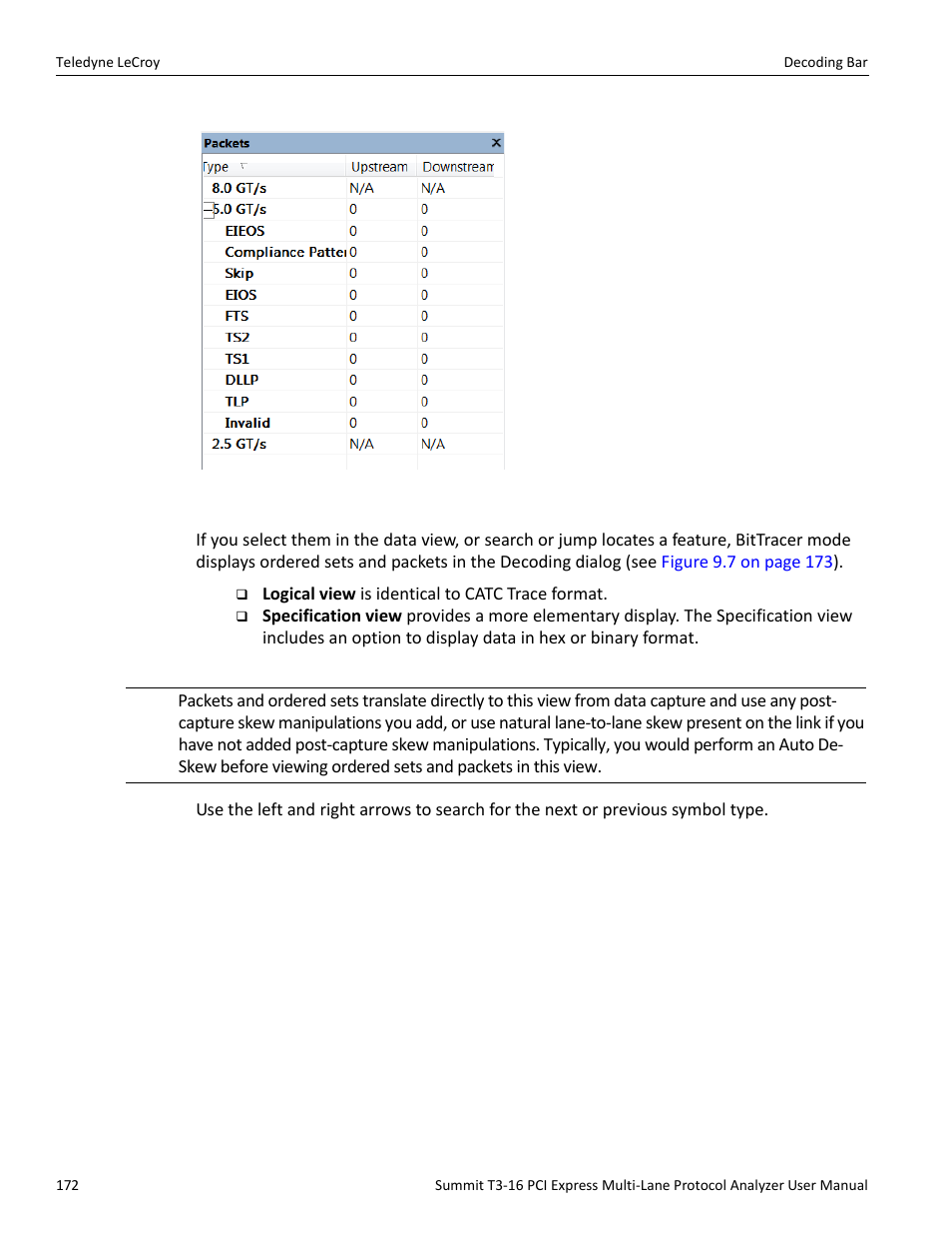 13 decoding bar | Teledyne LeCroy Summit T3-16 PCIe Multi-lane Protocol Analyzer User Manual User Manual | Page 184 / 266