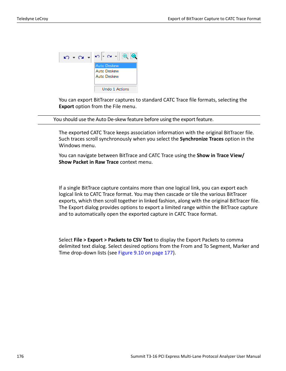 2 export to csv text | Teledyne LeCroy Summit T3-16 PCIe Multi-lane Protocol Analyzer User Manual User Manual | Page 188 / 266