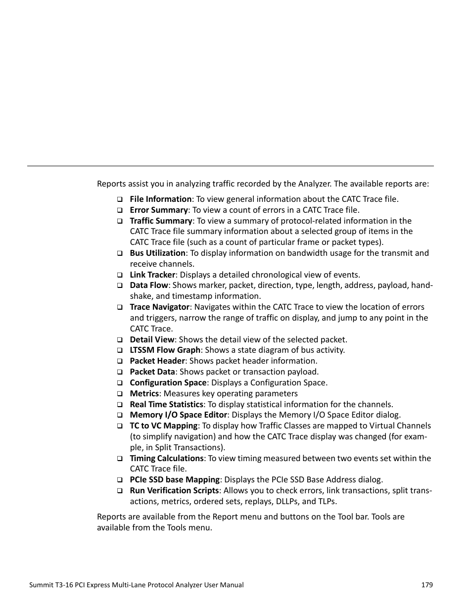 Reports and tools, Chapter 10: reports and tools, Chapter 10 | Teledyne LeCroy Summit T3-16 PCIe Multi-lane Protocol Analyzer User Manual User Manual | Page 191 / 266