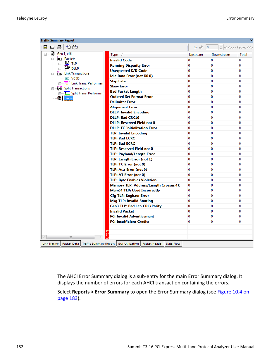 1 ahci error summary | Teledyne LeCroy Summit T3-16 PCIe Multi-lane Protocol Analyzer User Manual User Manual | Page 194 / 266