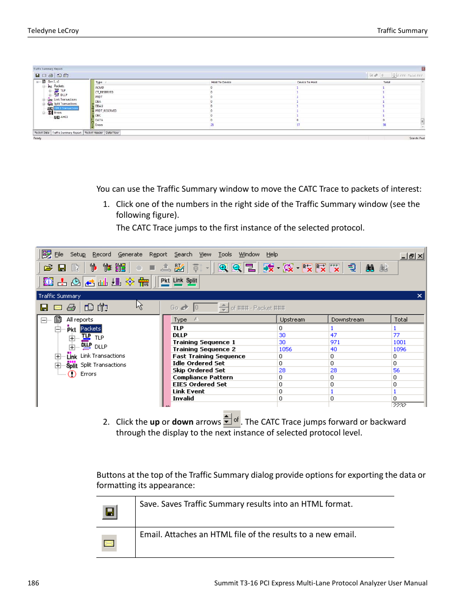 3 traffic summary buttons | Teledyne LeCroy Summit T3-16 PCIe Multi-lane Protocol Analyzer User Manual User Manual | Page 198 / 266