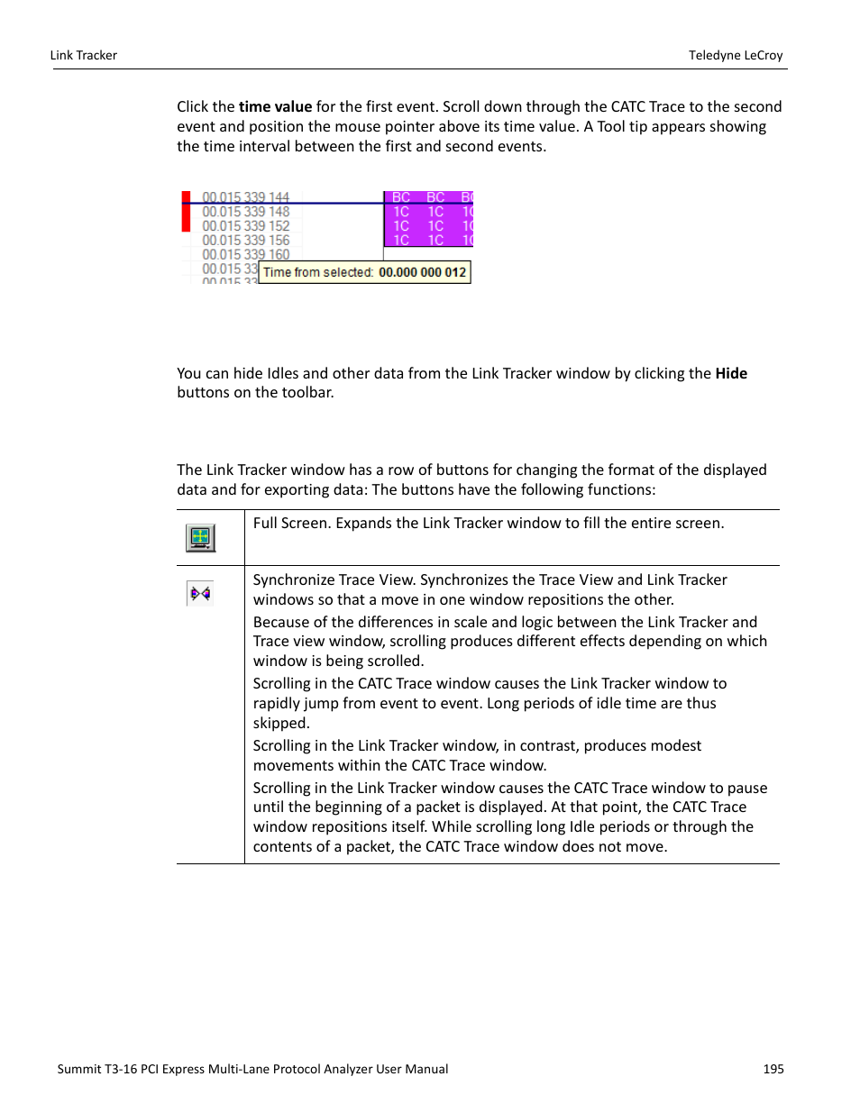 7 hiding traffic, 8 link tracker buttons | Teledyne LeCroy Summit T3-16 PCIe Multi-lane Protocol Analyzer User Manual User Manual | Page 207 / 266