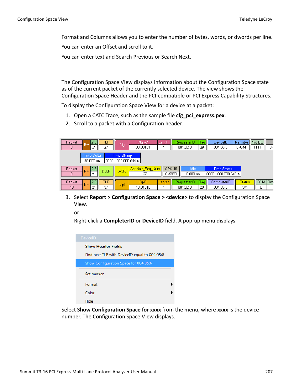 13 configuration space view | Teledyne LeCroy Summit T3-16 PCIe Multi-lane Protocol Analyzer User Manual User Manual | Page 219 / 266