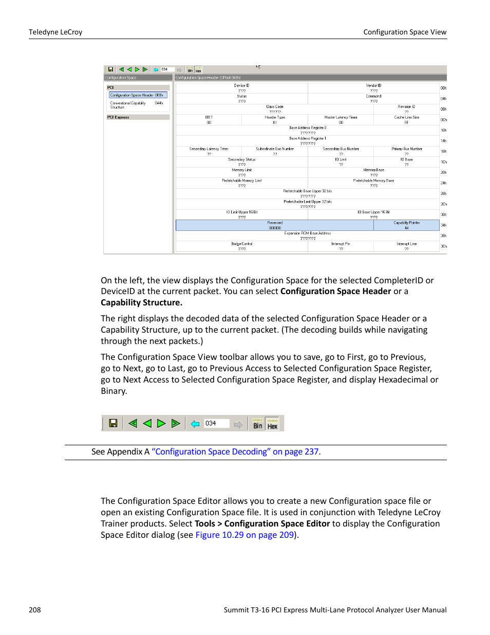 1 configuration space editor | Teledyne LeCroy Summit T3-16 PCIe Multi-lane Protocol Analyzer User Manual User Manual | Page 220 / 266