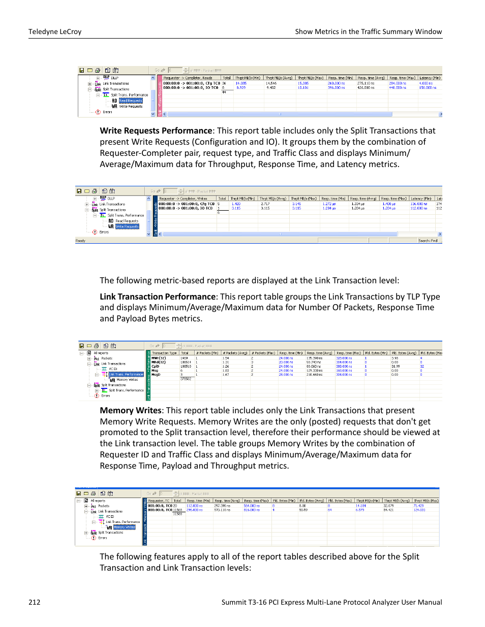 2 reports at the link transaction level | Teledyne LeCroy Summit T3-16 PCIe Multi-lane Protocol Analyzer User Manual User Manual | Page 224 / 266