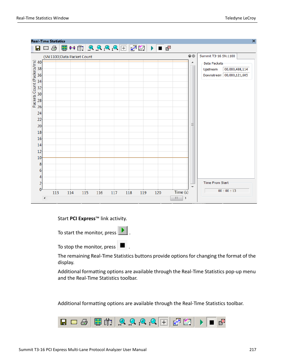 1 real-time statistics buttons | Teledyne LeCroy Summit T3-16 PCIe Multi-lane Protocol Analyzer User Manual User Manual | Page 229 / 266