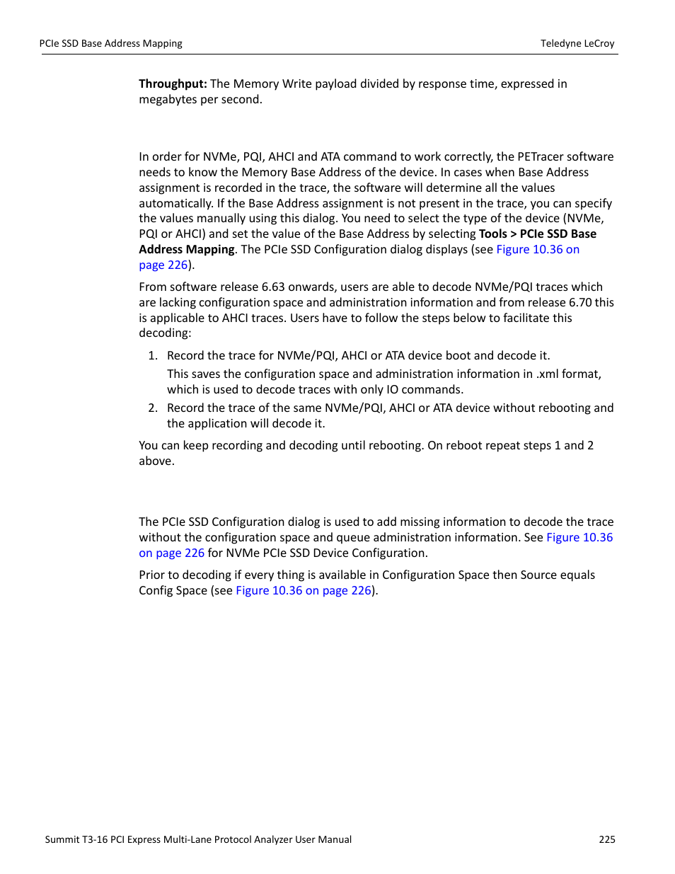 23 pcie ssd base address mapping, 1 nvme pcie ssd device configuration | Teledyne LeCroy Summit T3-16 PCIe Multi-lane Protocol Analyzer User Manual User Manual | Page 237 / 266