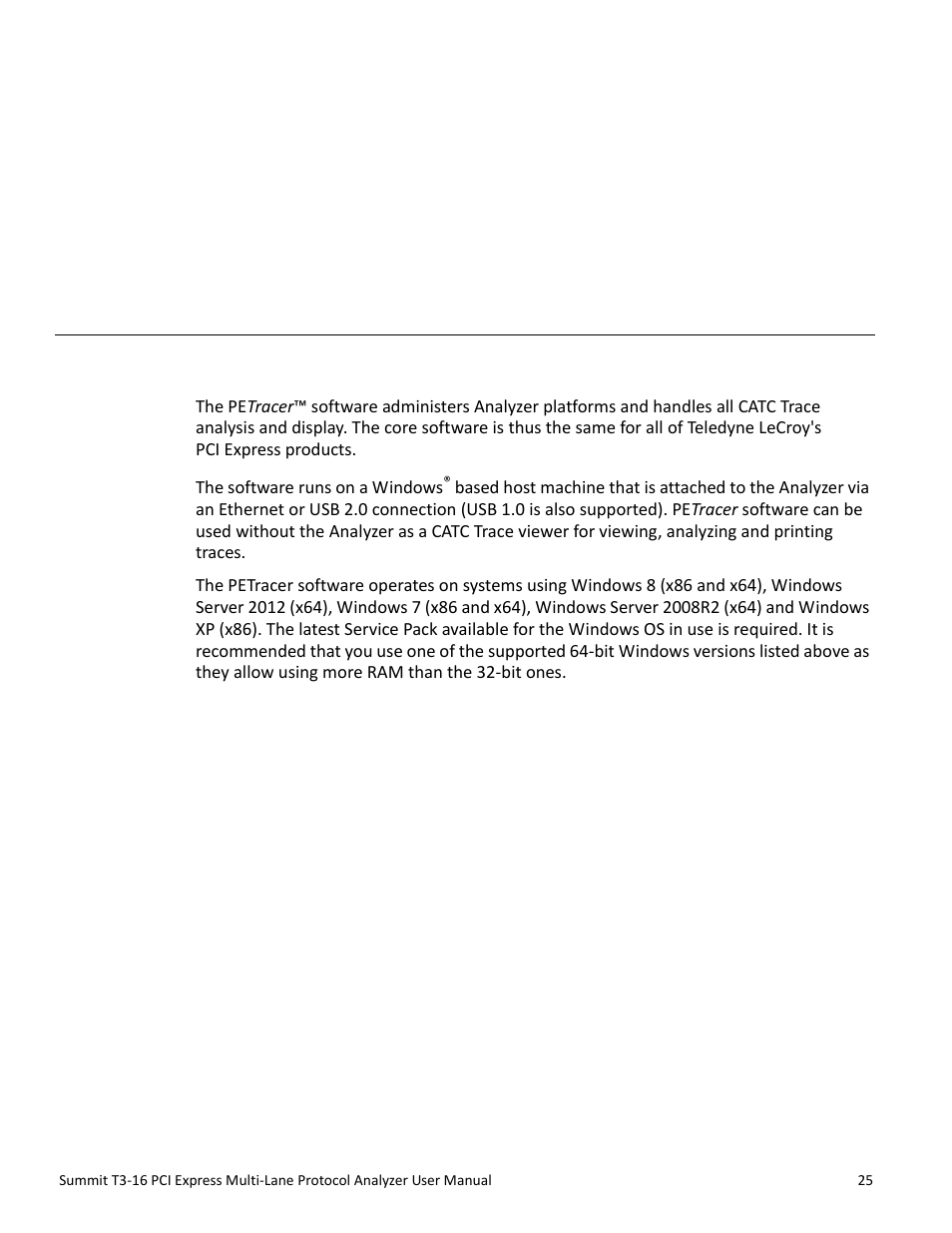 Software overview, 1 the petracer software, Chapter 4: software overview | Chapter 4 | Teledyne LeCroy Summit T3-16 PCIe Multi-lane Protocol Analyzer User Manual User Manual | Page 37 / 266