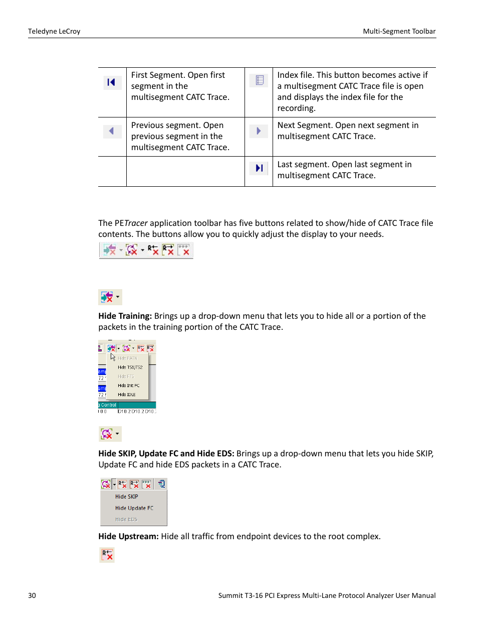 4 multi-segment toolbar, 1 toolbar hide buttons | Teledyne LeCroy Summit T3-16 PCIe Multi-lane Protocol Analyzer User Manual User Manual | Page 42 / 266