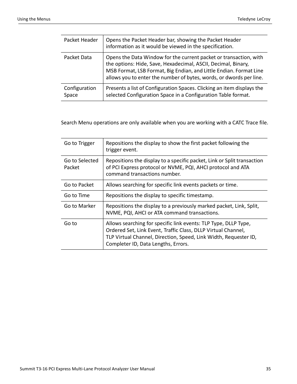 6 search menu | Teledyne LeCroy Summit T3-16 PCIe Multi-lane Protocol Analyzer User Manual User Manual | Page 47 / 266