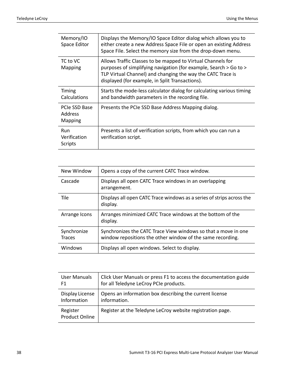 9 window menu, 10 help menu | Teledyne LeCroy Summit T3-16 PCIe Multi-lane Protocol Analyzer User Manual User Manual | Page 50 / 266