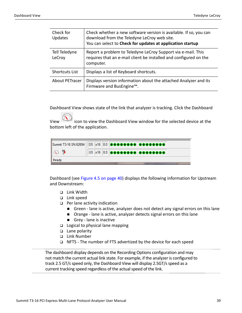 6 dashboard view | Teledyne LeCroy Summit T3-16 PCIe Multi-lane Protocol Analyzer User Manual User Manual | Page 51 / 266