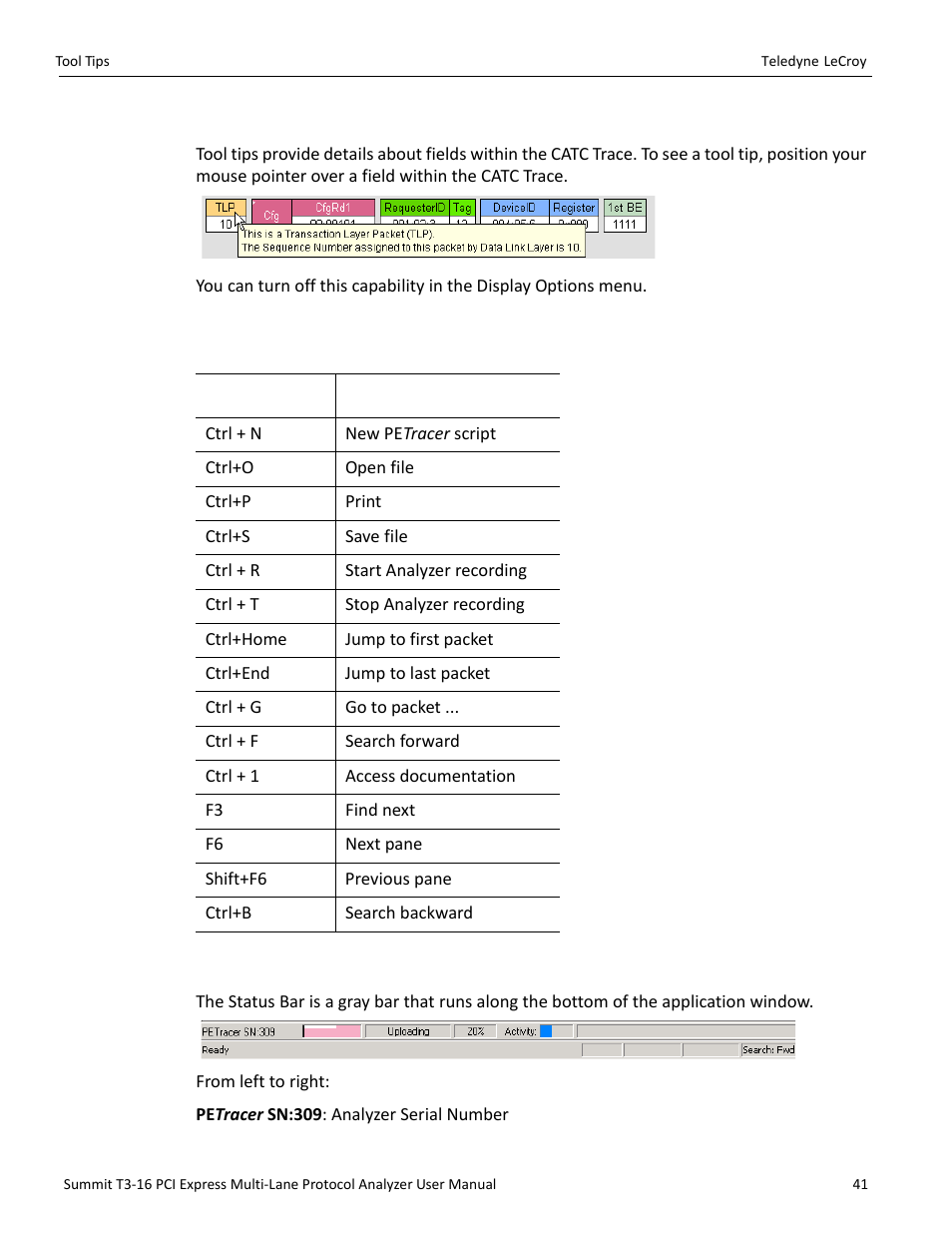 7 tool tips, 8 keyboard shortcuts, 9 status bar | Teledyne LeCroy Summit T3-16 PCIe Multi-lane Protocol Analyzer User Manual User Manual | Page 53 / 266