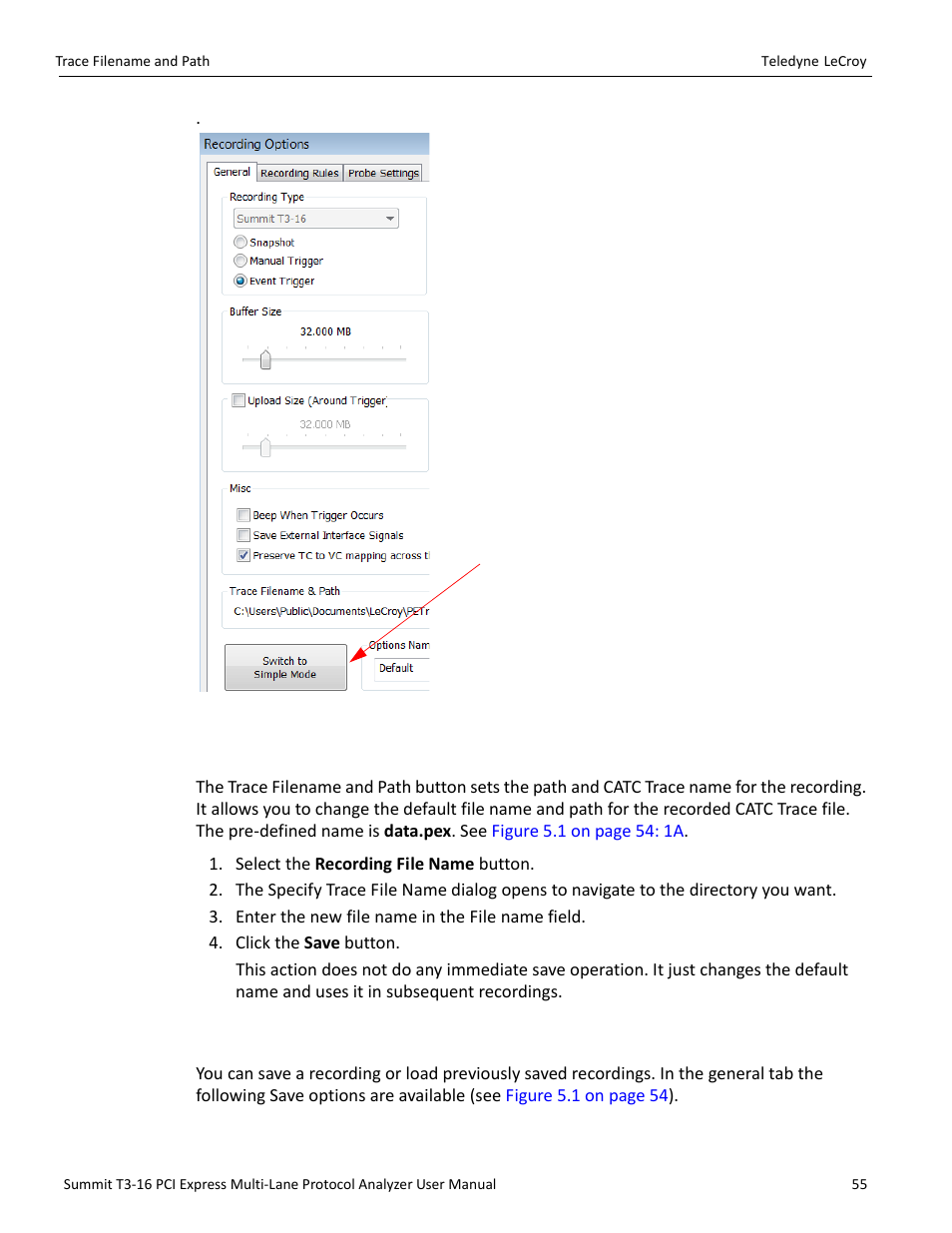 5 trace filename and path | Teledyne LeCroy Summit T3-16 PCIe Multi-lane Protocol Analyzer User Manual User Manual | Page 67 / 266