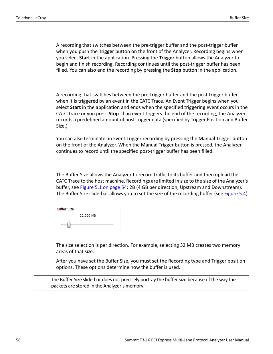 2 manual trigger, 3 event trigger, 8 buffer size | Teledyne LeCroy Summit T3-16 PCIe Multi-lane Protocol Analyzer User Manual User Manual | Page 70 / 266