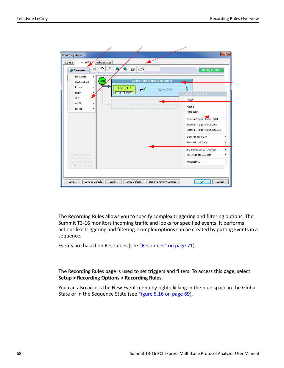 16 recording rules overview, 1 defining recording rules | Teledyne LeCroy Summit T3-16 PCIe Multi-lane Protocol Analyzer User Manual User Manual | Page 80 / 266