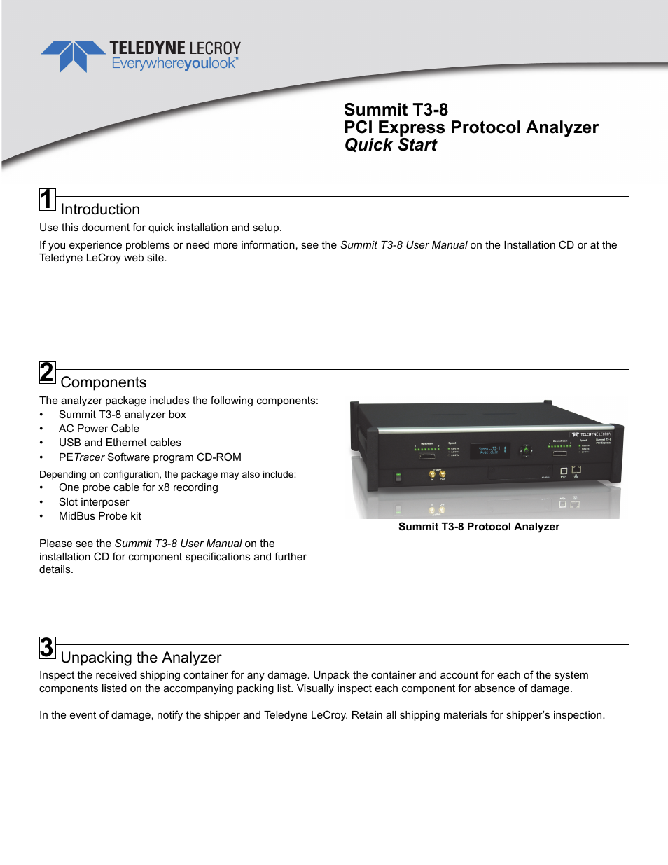 Teledyne LeCroy Summit T3-8 PCI Express Protocol Analyzer User Manual | 4 pages
