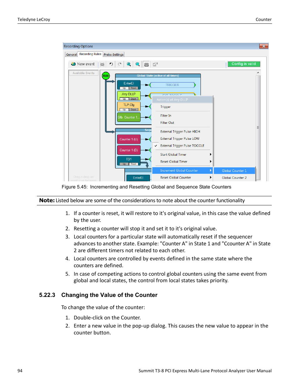3 changing the value of the counter | Teledyne LeCroy Summit T3-8 PCIe Multi-lane Protocol Analyzer User Manual User Manual | Page 106 / 266