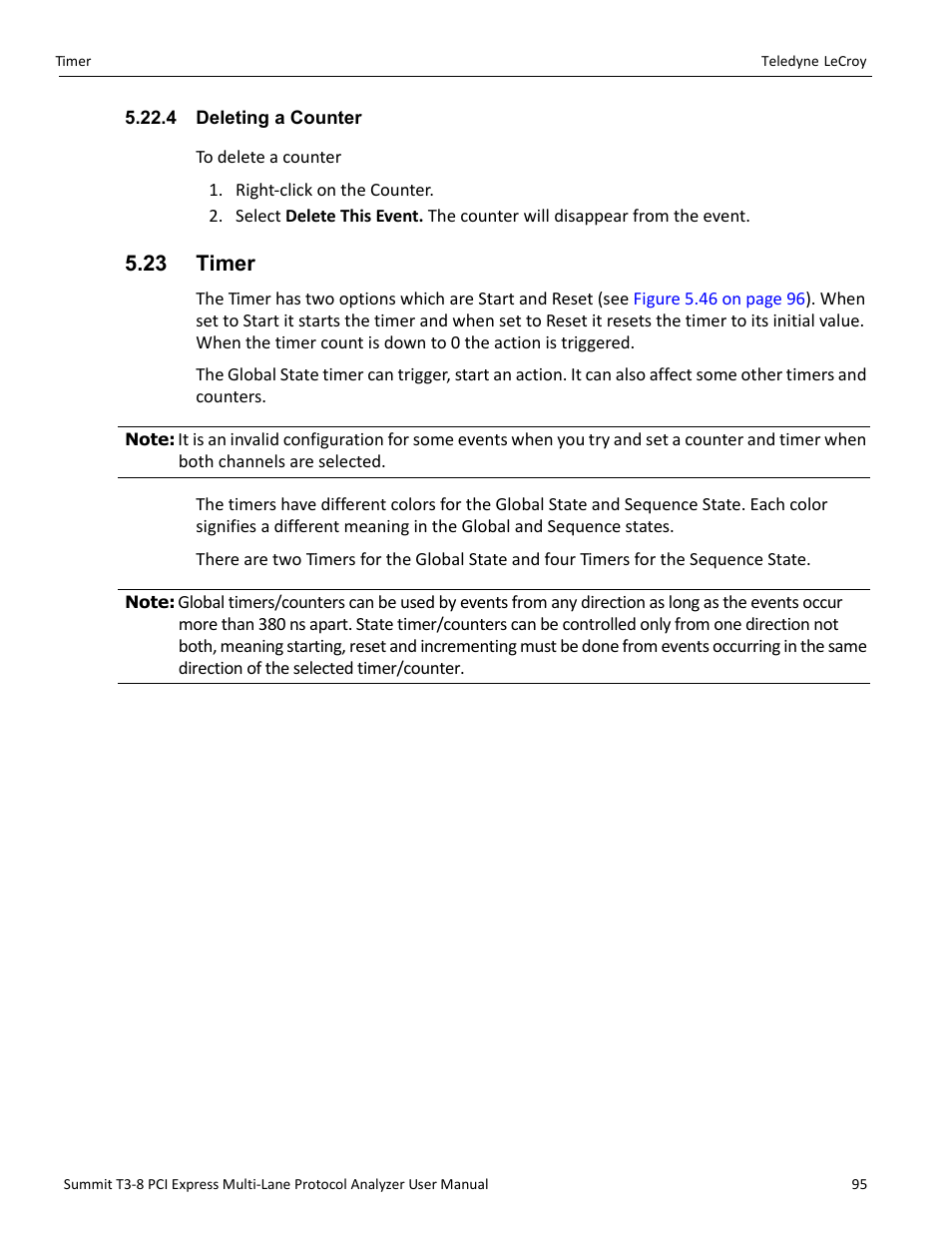 4 deleting a counter, 23 timer | Teledyne LeCroy Summit T3-8 PCIe Multi-lane Protocol Analyzer User Manual User Manual | Page 107 / 266