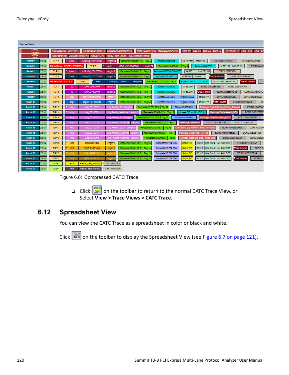 12 spreadsheet view | Teledyne LeCroy Summit T3-8 PCIe Multi-lane Protocol Analyzer User Manual User Manual | Page 132 / 266