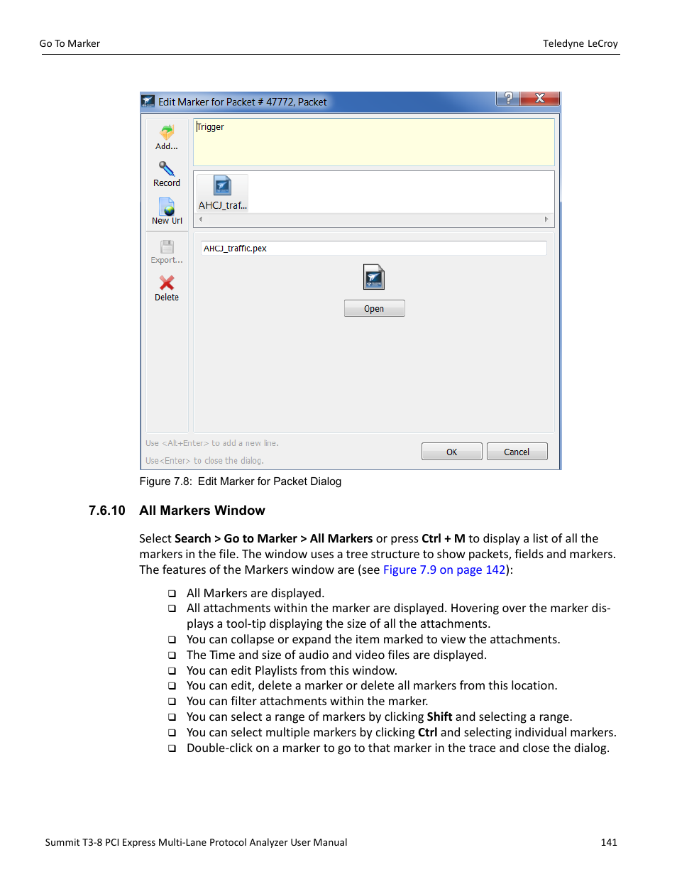 10 all markers window | Teledyne LeCroy Summit T3-8 PCIe Multi-lane Protocol Analyzer User Manual User Manual | Page 153 / 266