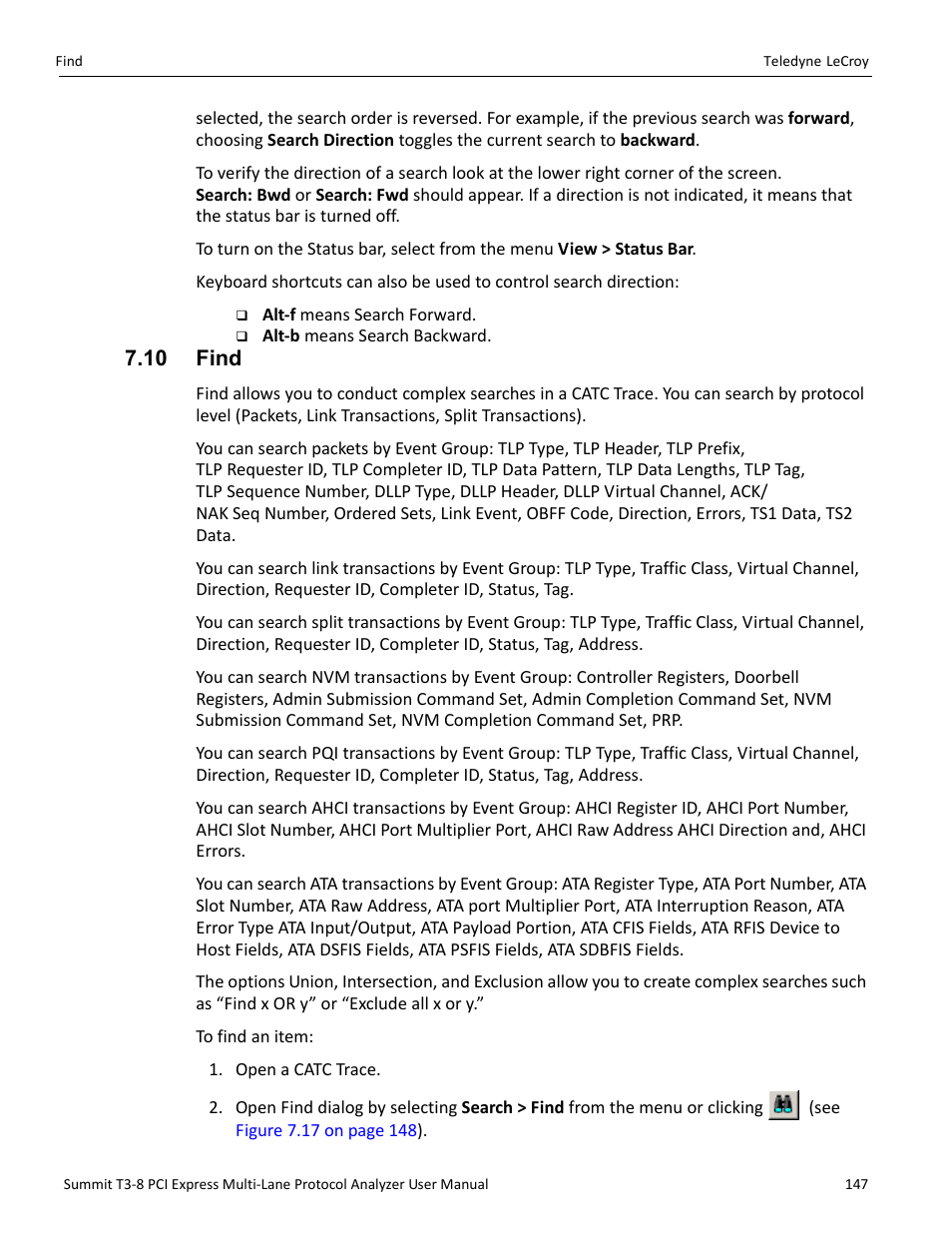 10 find | Teledyne LeCroy Summit T3-8 PCIe Multi-lane Protocol Analyzer User Manual User Manual | Page 159 / 266