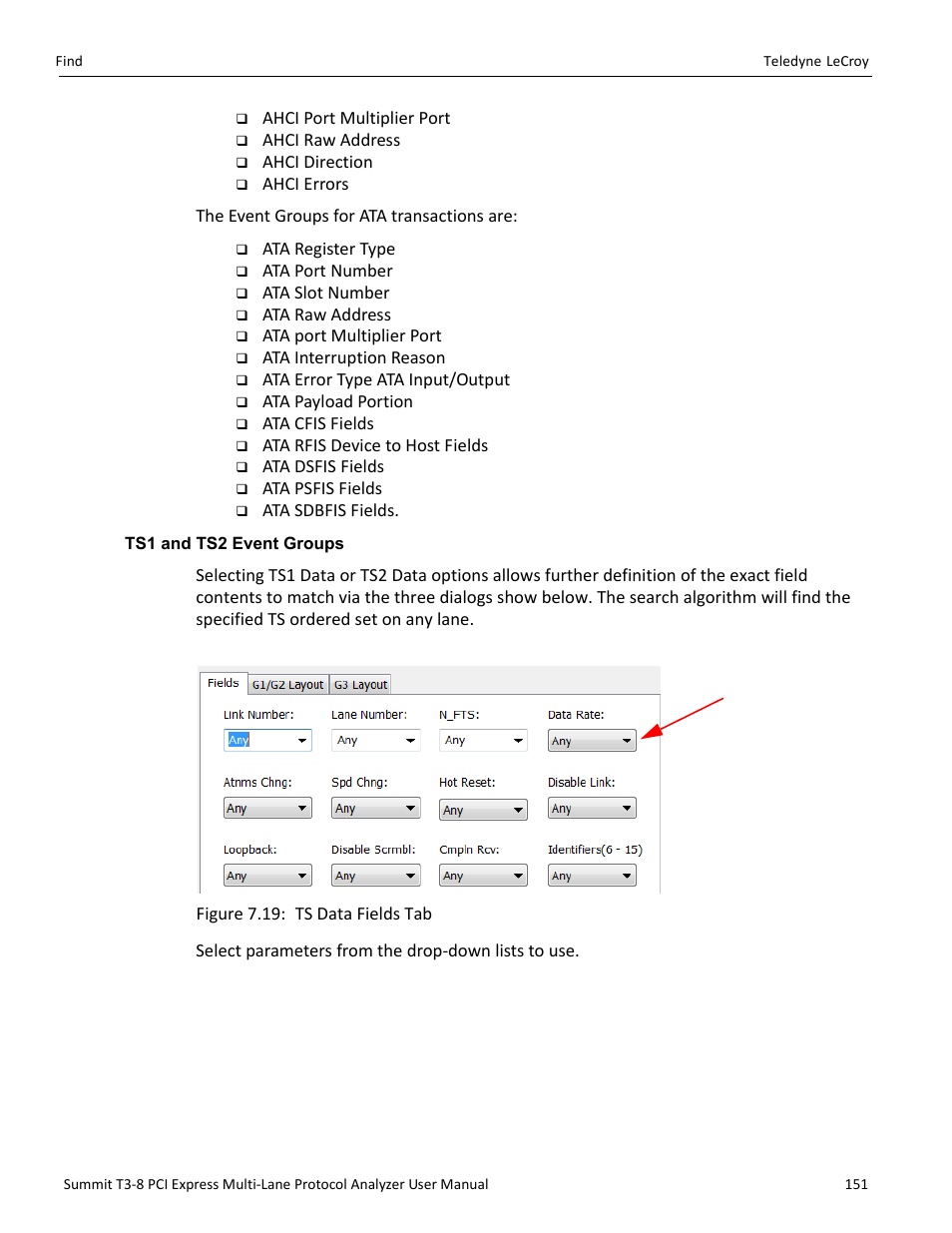 Ts1 and ts2 event groups | Teledyne LeCroy Summit T3-8 PCIe Multi-lane Protocol Analyzer User Manual User Manual | Page 163 / 266