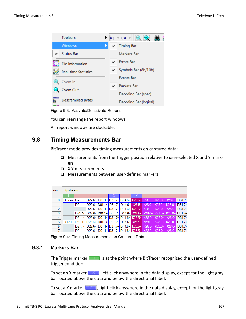 8 timing measurements bar, 1 markers bar | Teledyne LeCroy Summit T3-8 PCIe Multi-lane Protocol Analyzer User Manual User Manual | Page 179 / 266