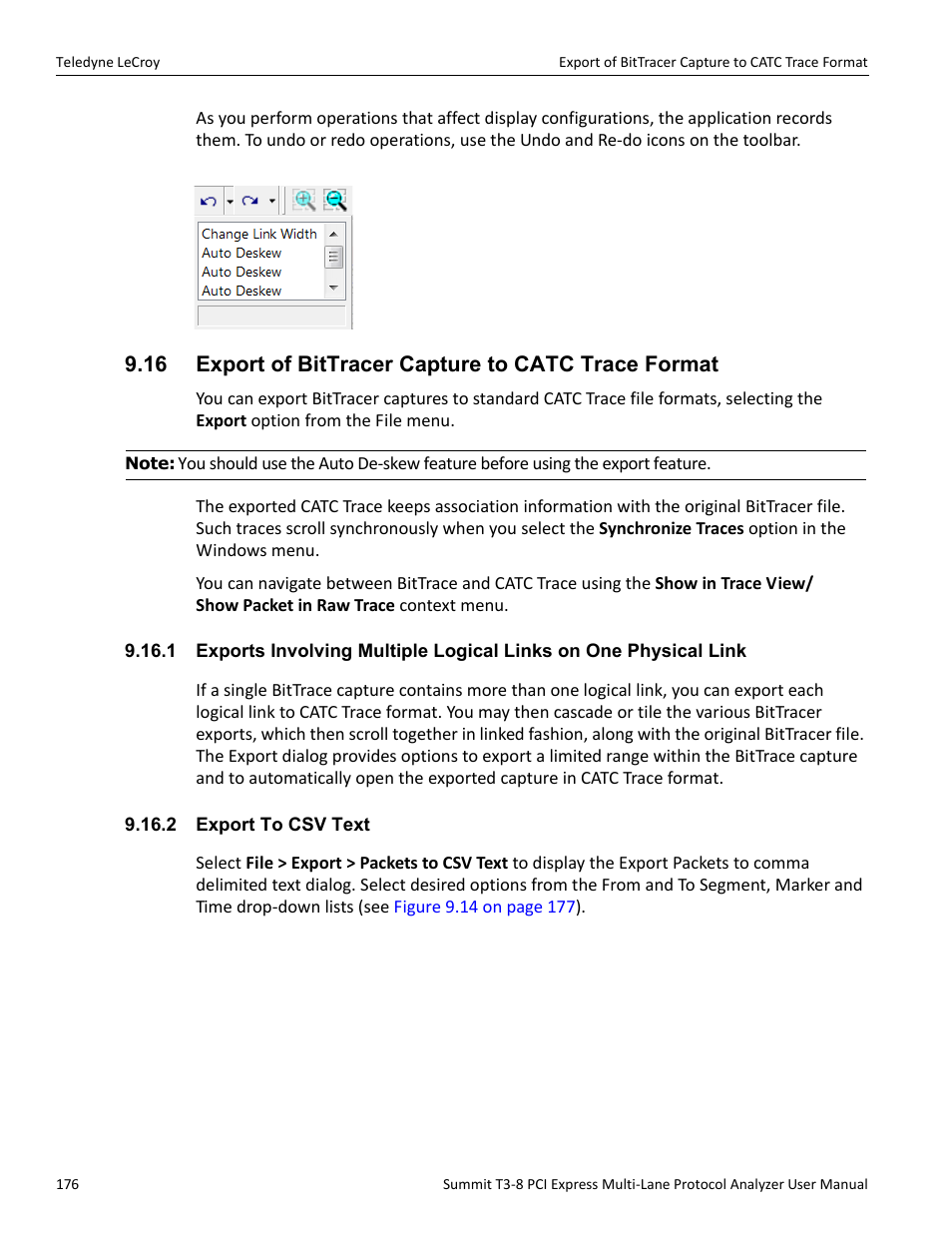 2 export to csv text | Teledyne LeCroy Summit T3-8 PCIe Multi-lane Protocol Analyzer User Manual User Manual | Page 188 / 266