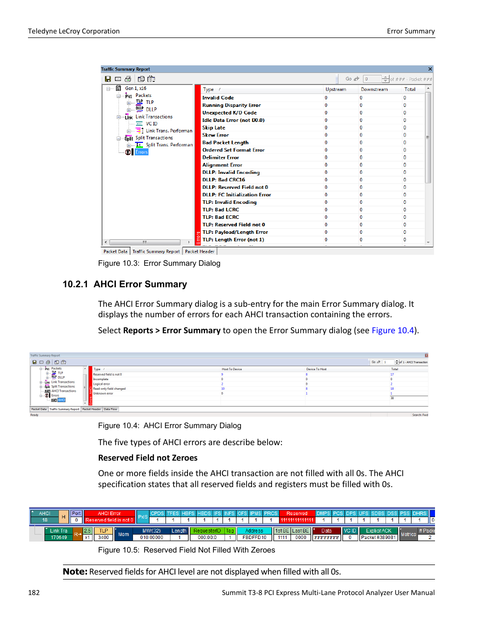 1 ahci error summary | Teledyne LeCroy Summit T3-8 PCIe Multi-lane Protocol Analyzer User Manual User Manual | Page 194 / 266