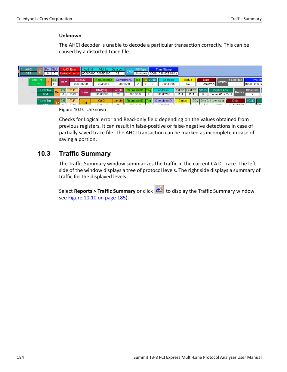 3 traffic summary | Teledyne LeCroy Summit T3-8 PCIe Multi-lane Protocol Analyzer User Manual User Manual | Page 196 / 266