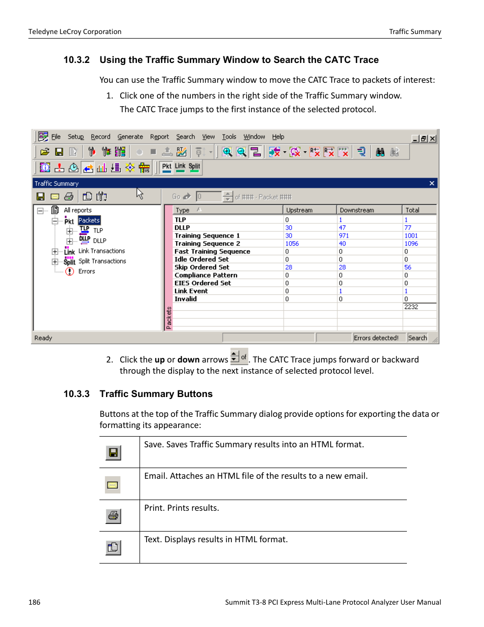 3 traffic summary buttons | Teledyne LeCroy Summit T3-8 PCIe Multi-lane Protocol Analyzer User Manual User Manual | Page 198 / 266