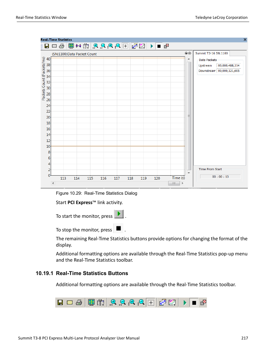 1 real-time statistics buttons | Teledyne LeCroy Summit T3-8 PCIe Multi-lane Protocol Analyzer User Manual User Manual | Page 229 / 266